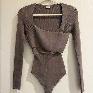 Abercrombie & Fitch Brown Ribbed Bodysuit